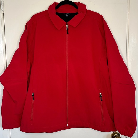 Lands' End NWT Men's Rich Red Flex Full Zip Hooded‎ Softshell Jacket Sz XL